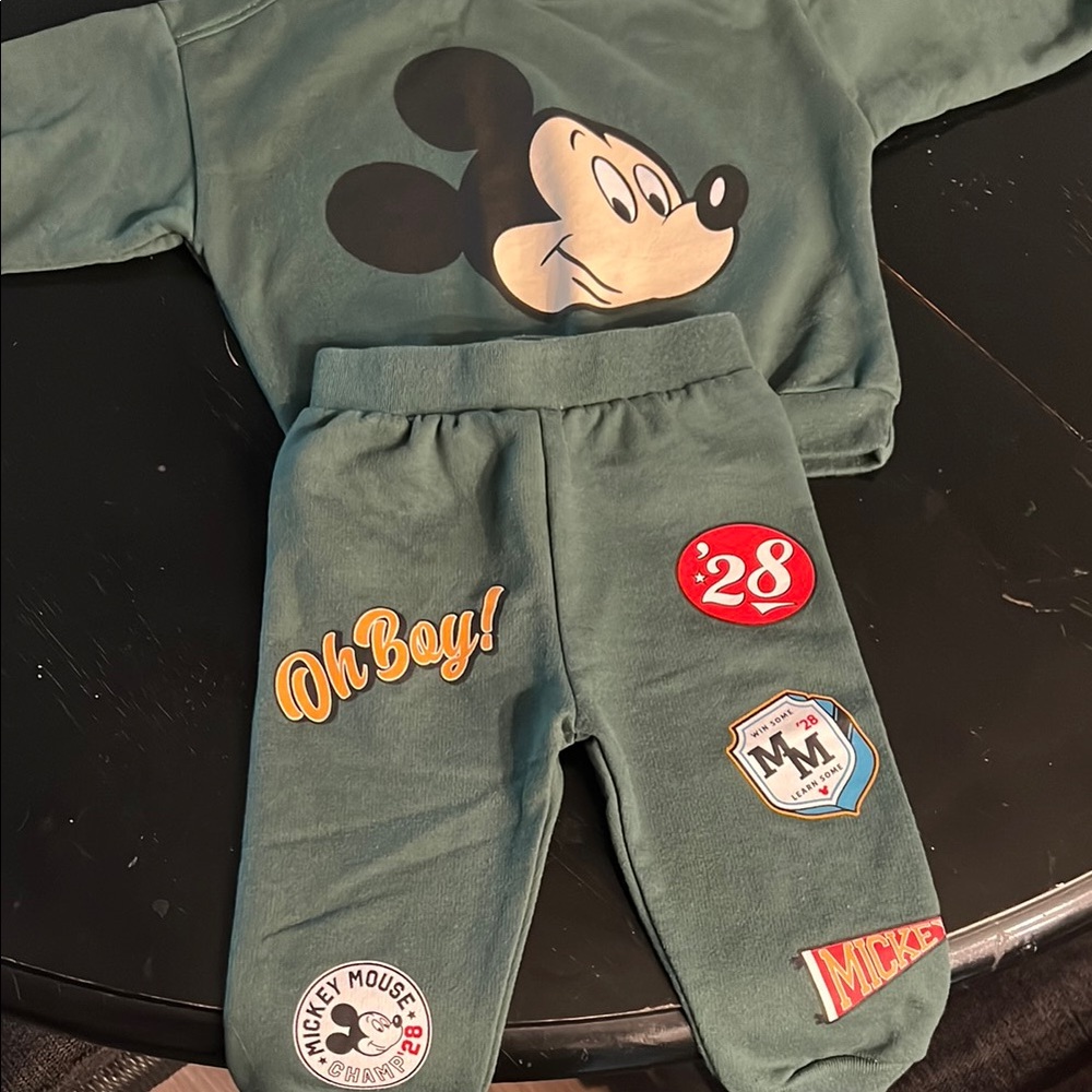 Disney Kids Green Mickey Mouse Joggers
